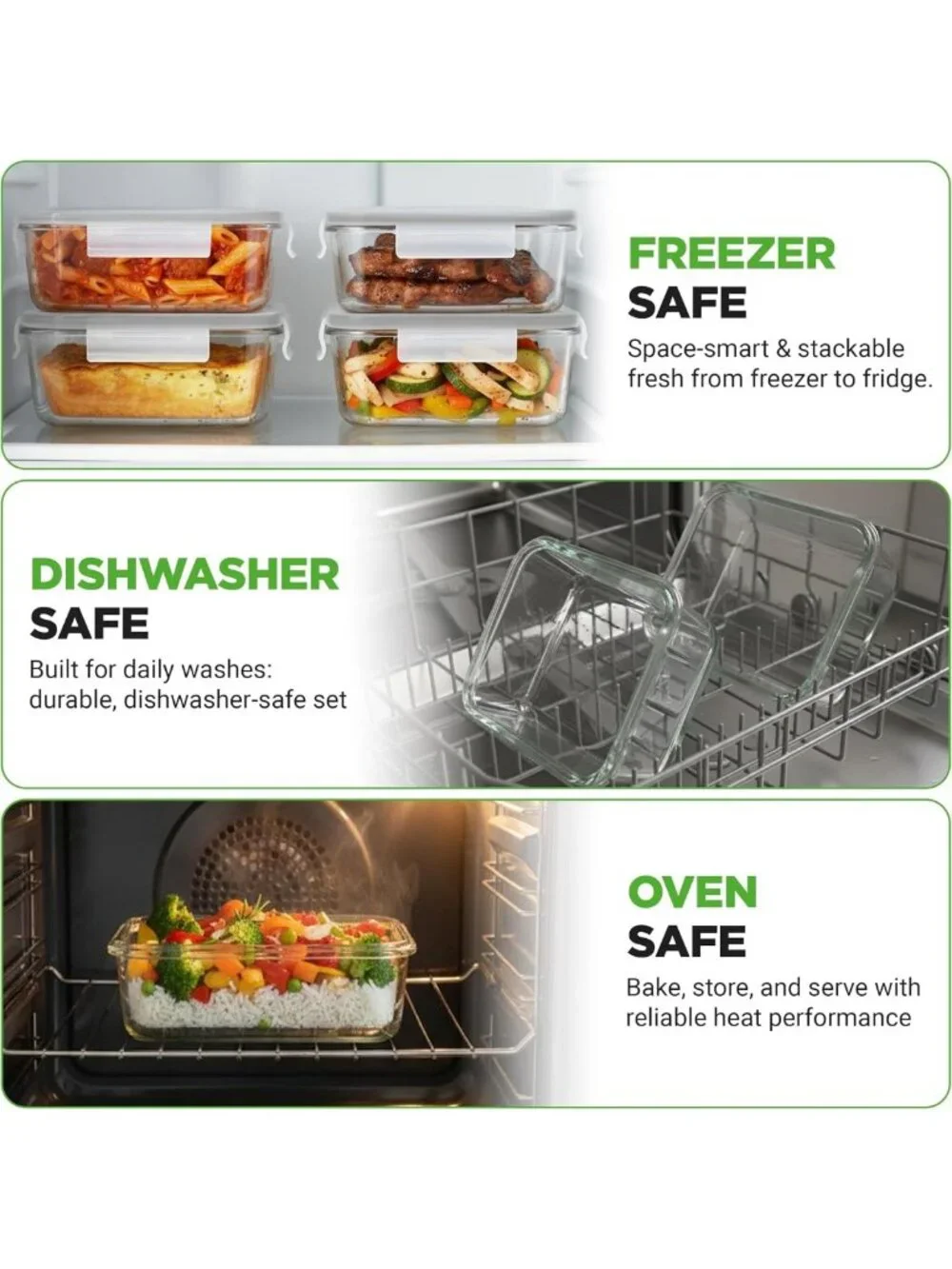10-Piece Glass Food Storage Containers with Lids – Airtight Meal Prep & Lunch